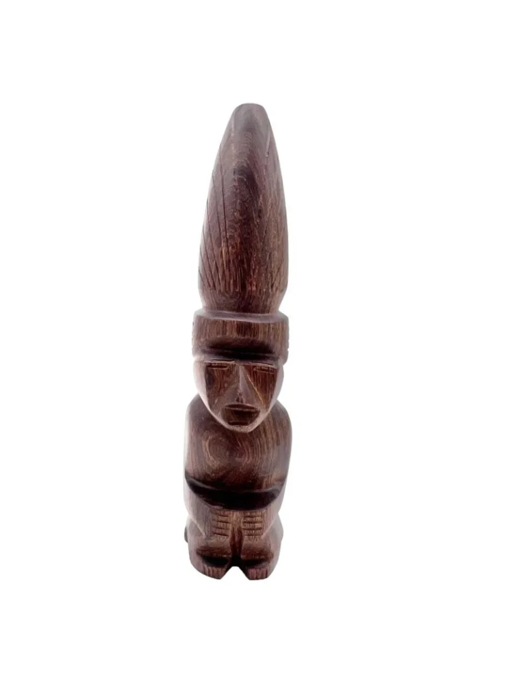 Wooden Figurine 8 Inches Tall Rich Brown Finish Unique Cultural Decor Piece